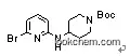 Molecular Structure of 1042224-77-0 (4-(6-BroMo-pyridin-2-ylaMino)-piperidine-1-carboxylic acid tert-butyl ester, 98+% C15H22BrN3O2, MW: 356.27)